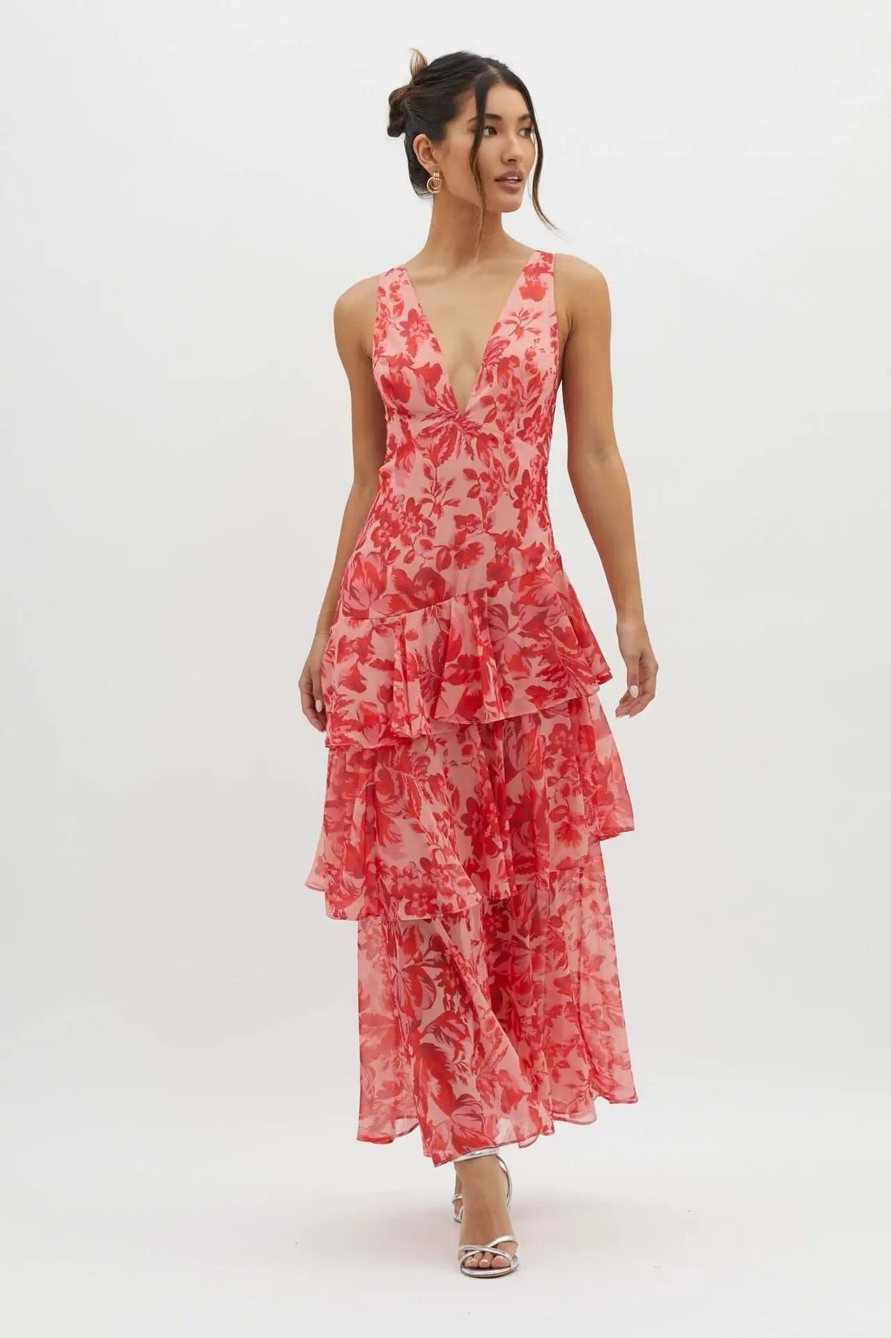 Women's Elegant Seasonal Maxi Summer Dress with Deep V-Neckline