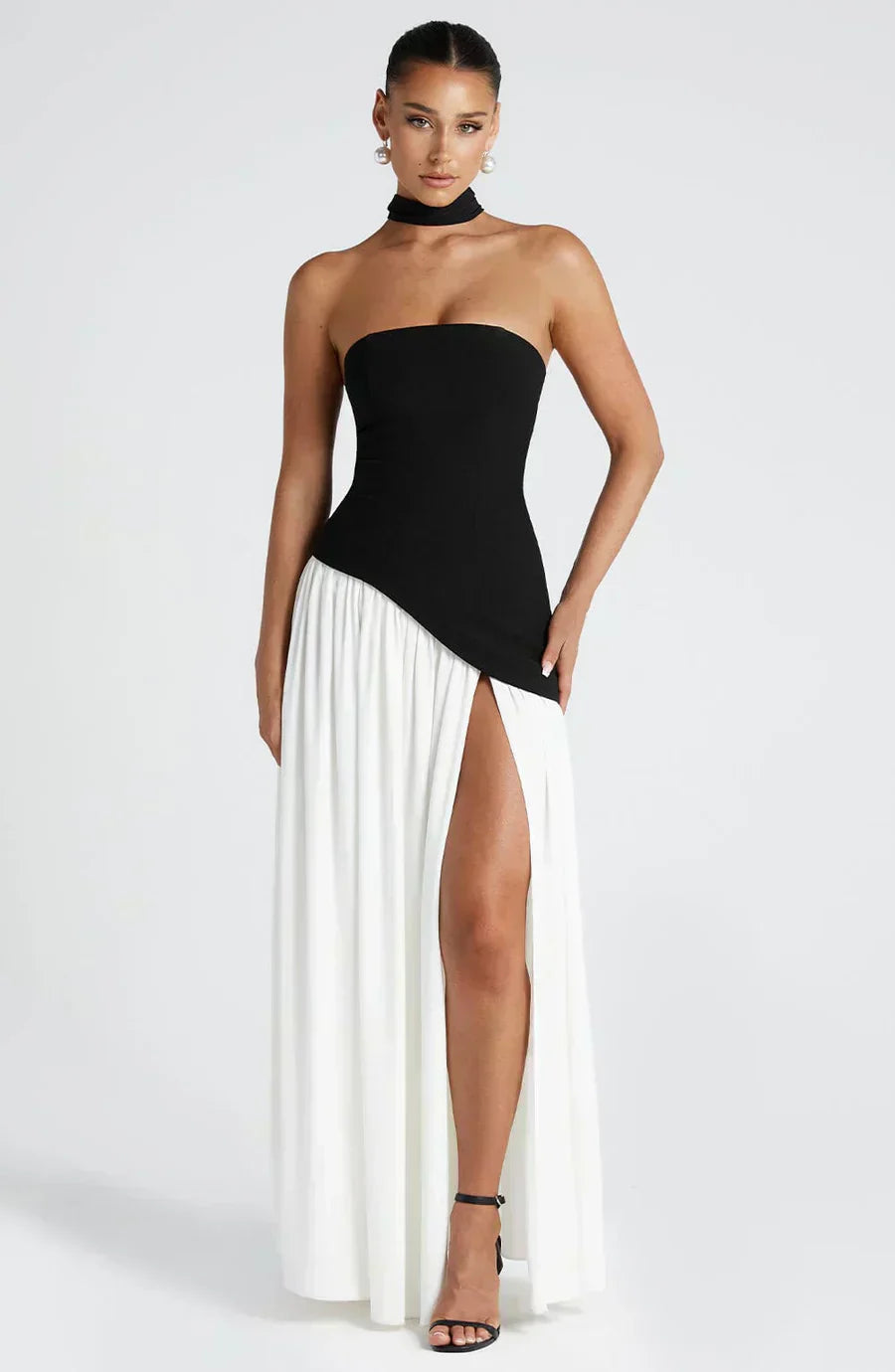 Elegant Slit Long Gown Asymmetric Wedding Guest Dress for Women