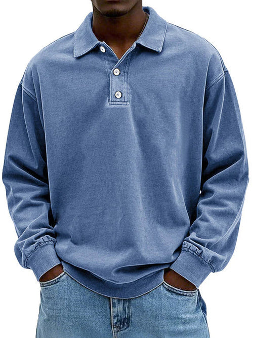 Men’s Long Sleeve Vintage Style Polo Shirt