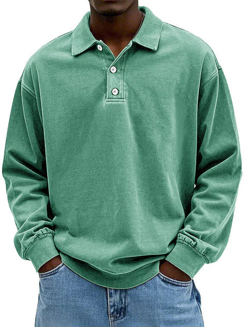 Men’s Long Sleeve Vintage Style Polo Shirt