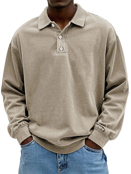Men’s Long Sleeve Vintage Style Polo Shirt