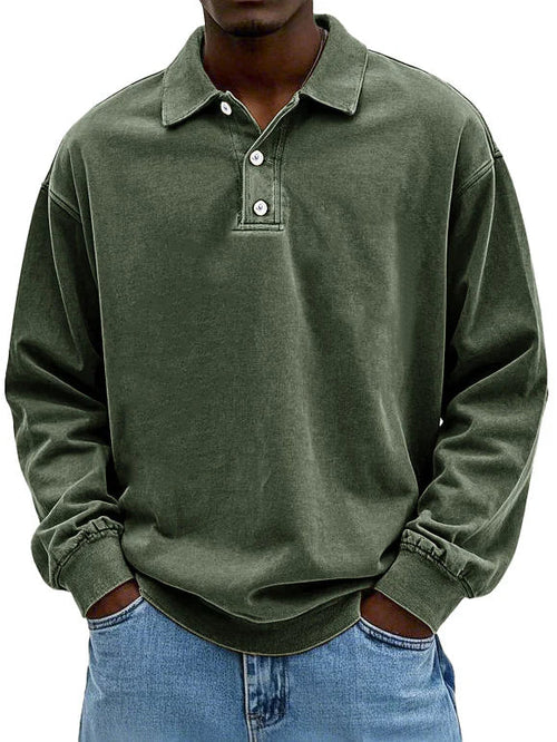 Men’s Long Sleeve Vintage Style Polo Shirt